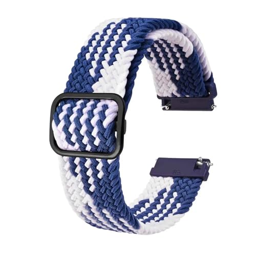 MILNBJK Jeniko Herren-Uhrenarmbänder Aus Nylon, Verstellbar, Geflochtene Schlaufenbänder, 18 Mm, 19 Mm, 20 Mm, 22 Mm, Schnellverschluss-Sportuhrenarmband (Color : White Blue-B, Size : 19mm) von MILNBJK