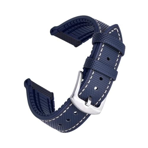 MILNBJK Jeniko Hochwertiges Fluorkautschuk-Uhrenarmband Aus Leder, 20 Mm, 22 Mm, Mehrfarbiges Armband For Uhren Jeder Marke (Color : Navy blue, Size : 20mm) von MILNBJK