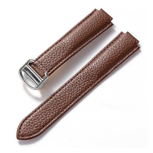 MILNBJK Jeniko Kompatibel Mit Cartier Blue Balloon Strap, Lychee Grain Rindsleder, Weichem Lederarmband, Faltzubehör Aus Leder For Herren Und Damen (Color : Dark brown, Size : 14x8mm) von MILNBJK