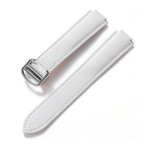 MILNBJK Jeniko Kompatibel Mit Cartier Blue Balloon Strap, Lychee Grain Rindsleder, Weichem Lederarmband, Faltzubehör Aus Leder For Herren Und Damen (Color : White, Size : 18x11mm) von MILNBJK