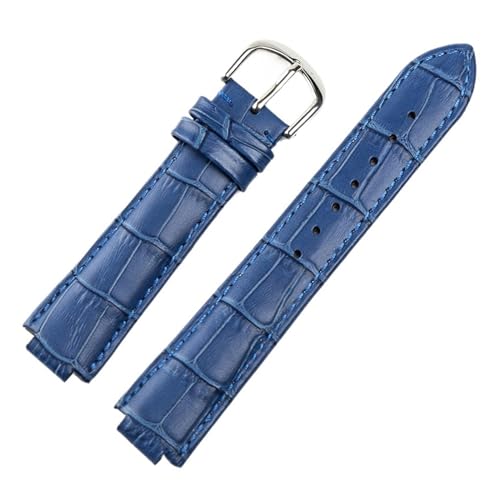 MILNBJK Jeniko Kompatibel Mit Cartier-Uhren, Ledergürtel, Herren- Und Damenuhr, Konvex, Lila-braun, Kalbsleder, 14 Mm, 16 Mm, Uhrenzubehör (Color : Blue, Size : 18x11mm) von MILNBJK