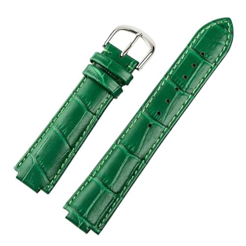 MILNBJK Jeniko Kompatibel Mit Cartier-Uhren, Ledergürtel, Herren- Und Damenuhr, Konvex, Lila-braun, Kalbsleder, 14 Mm, 16 Mm, Uhrenzubehör (Color : Green, Size : 16x9mm) von MILNBJK