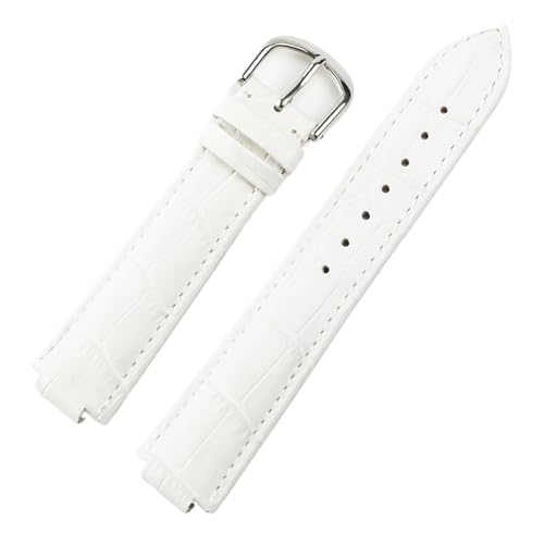 MILNBJK Jeniko Kompatibel Mit Cartier-Uhren, Ledergürtel, Herren- Und Damenuhr, Konvex, Lila-braun, Kalbsleder, 14 Mm, 16 Mm, Uhrenzubehör (Color : White, Size : 14x8mm) von MILNBJK