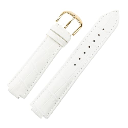 MILNBJK Jeniko Kompatibel Mit Cartier-Uhren, Ledergürtel, Herren- Und Damenuhr, Konvex, Lila-braun, Kalbsleder, 14 Mm, 16 Mm, Uhrenzubehör (Color : White gold buckle, Size : 14x8mm) von MILNBJK