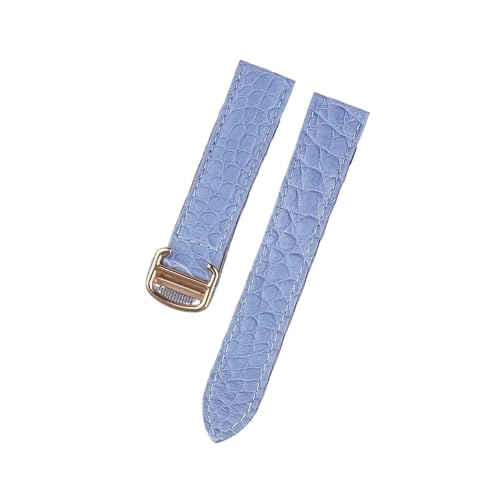 MILNBJK Jeniko Krokodilleder-Uhrenarmband, Kompatibel Mit Cartier Tank London Solo, Herren-Damen-Leder-Uhrenarmband, 16 Mm, 17 Mm, 18 Mm, 19 Mm, 20 Mm (Color : Haze blue gold, Size : 16) von MILNBJK