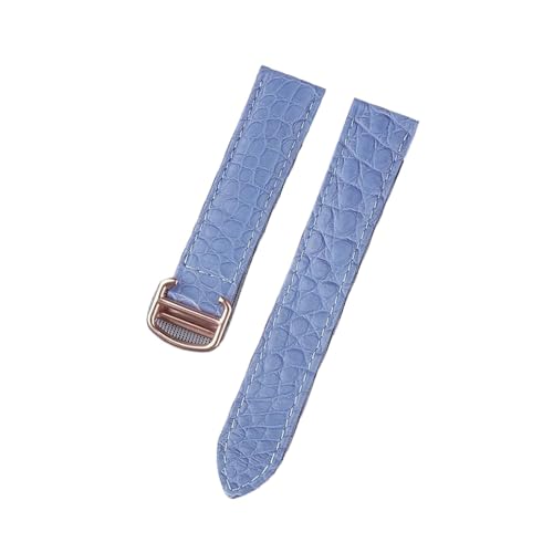 MILNBJK Jeniko Krokodilleder-Uhrenarmband, Kompatibel Mit Cartier Tank London Solo, Herren-Damen-Leder-Uhrenarmband, 16 Mm, 17 Mm, 18 Mm, 19 Mm, 20 Mm (Color : Haze blue rose, Size : 13) von MILNBJK