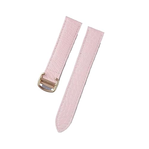 MILNBJK Jeniko Krokodilleder-Uhrenarmband, Kompatibel Mit Cartier Tank London Solo, Herren-Damen-Leder-Uhrenarmband, 16 Mm, 17 Mm, 18 Mm, 19 Mm, 20 Mm (Color : Pink gold buckle, Size : 15) von MILNBJK