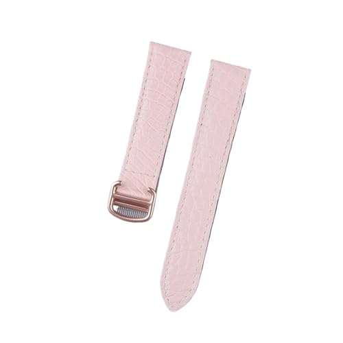 MILNBJK Jeniko Krokodilleder-Uhrenarmband, Kompatibel Mit Cartier Tank London Solo, Herren-Damen-Leder-Uhrenarmband, 16 Mm, 17 Mm, 18 Mm, 19 Mm, 20 Mm (Color : Pink rose buckle, Size : 13) von MILNBJK