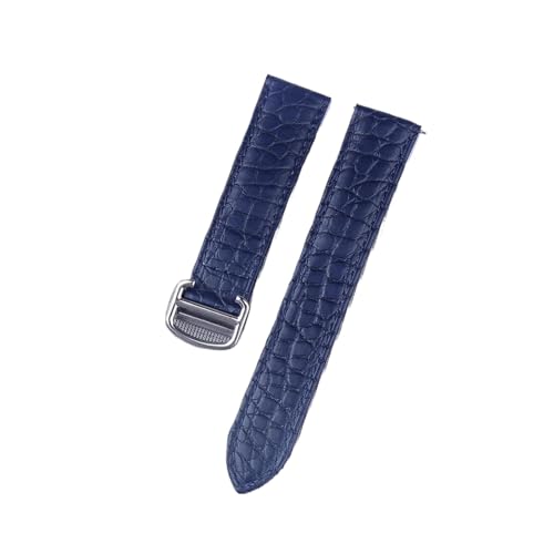 MILNBJK Jeniko Krokodilleder-Uhrenarmband, Kompatibel Mit Cartier Tank London Solo, Herren-Damen-Leder-Uhrenarmband, 16 Mm, 17 Mm, 18 Mm, 19 Mm, 20 Mm (Color : Royal blue silver bu, Size : 13) von MILNBJK