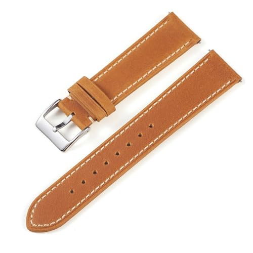 MILNBJK Jeniko Leder-Uhrenarmband, 18 Mm, 20 Mm, 22 Mm, Genarbtes Leder-Uhrenarmband, Schnellverschluss-Armband, Gürtel For Herren (Color : Light brown, Size : 18mm) von MILNBJK