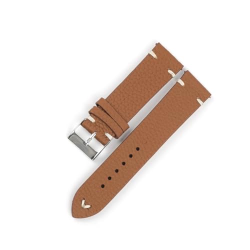 MILNBJK Jeniko Litschi Muster Design Kuh Leder Uhr Band 16-22mm Handgemachte Nähte Strap Uhren Zubehör Ersetzen Männer Frauen Armband (Color : Brown, Size : 16mm) von MILNBJK