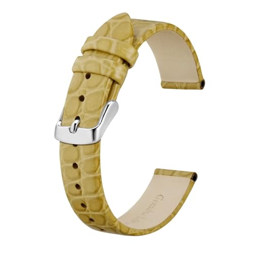MILNBJK Jeniko Luxus Echtleder Uhrenarmbänder Damen 8mm 10mm 12mm 14mm 16mm 18mm 19mm 20mm For Damen Ersatzband Armband (Color : Yellow, Size : 20mm) von MILNBJK