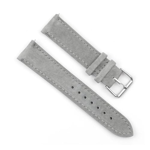 MILNBJK Jeniko Männer Frauen Uhrenarmband Echtleder Riemen 18mm 20mm 22mm 24mm Uhrenzubehör Wildleder Vintage Uhrenarmbänder (Color : Gray, Size : 20mm) von MILNBJK