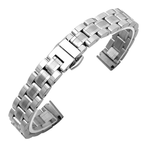 MILNBJK Jeniko Massives Edelstahl-Uhrenarmband, Kompatibel Mit Armani Damen-Armband In Kleiner Größe, Kompatibel Mit Mesh-Gürtel 6 Mm, 8 Mm, 10 Mm (Color : GD-05-Steel, Size : 13mm) von MILNBJK