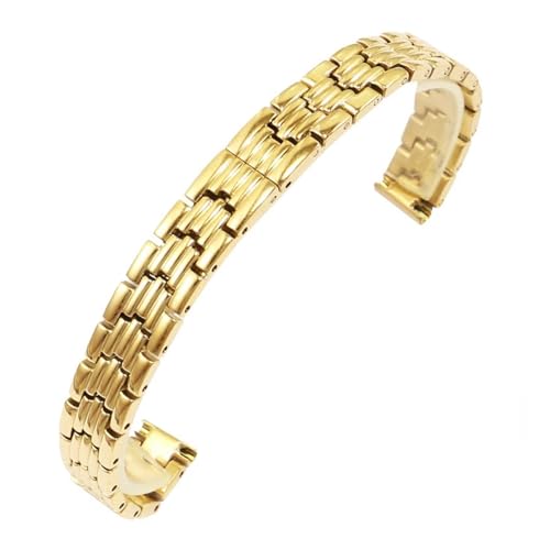 MILNBJK Jeniko Massives Edelstahl-Uhrenarmband, Kompatibel Mit Armani Damen-Armband In Kleiner Größe, Kompatibel Mit Mesh-Gürtel 6 Mm, 8 Mm, 10 Mm (Color : LR-G01-Gold, Size : 10mm) von MILNBJK