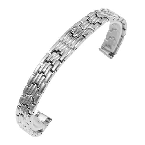 MILNBJK Jeniko Massives Edelstahl-Uhrenarmband, Kompatibel Mit Armani Damen-Armband In Kleiner Größe, Kompatibel Mit Mesh-Gürtel 6 Mm, 8 Mm, 10 Mm (Color : LR-G01-Silver, Size : 13mm) von MILNBJK