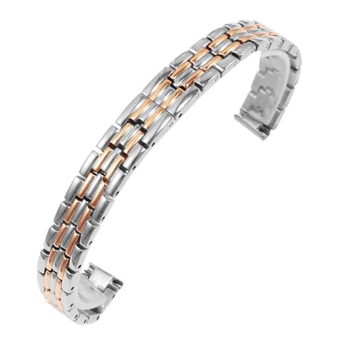 MILNBJK Jeniko Massives Edelstahl-Uhrenarmband, Kompatibel Mit Armani Damen-Armband In Kleiner Größe, Kompatibel Mit Mesh-Gürtel 6 Mm, 8 Mm, 10 Mm (Color : LR-G01-Steel Rose, Size : 15mm) von MILNBJK