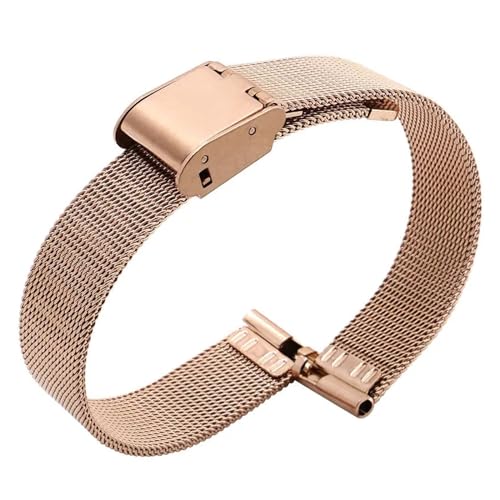 MILNBJK Jeniko Massives Edelstahl-Uhrenarmband, Kompatibel Mit Armani Damen-Armband In Kleiner Größe, Kompatibel Mit Mesh-Gürtel 6 Mm, 8 Mm, 10 Mm (Color : ML-D4-Rose, Size : 14mm) von MILNBJK