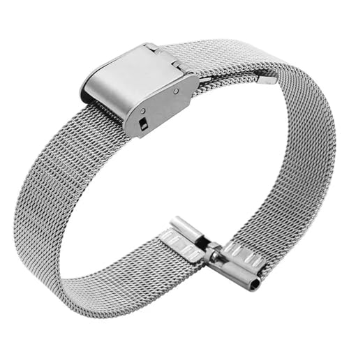 MILNBJK Jeniko Massives Edelstahl-Uhrenarmband, Kompatibel Mit Armani Damen-Armband In Kleiner Größe, Kompatibel Mit Mesh-Gürtel 6 Mm, 8 Mm, 10 Mm (Color : ML-D4-Steel, Size : 17mm) von MILNBJK