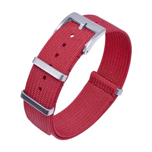 MILNBJK Jeniko Neues Design, Geripptes Armband, 20 Mm, 22 Mm, Nylon-Armband, Geflochtenes Ballistisches Gewebe, Zubehör For Uhrenarmband (Color : Red, Size : 20mm) von MILNBJK