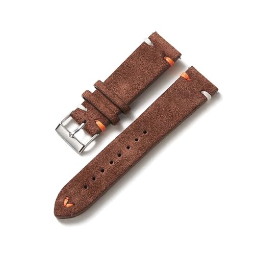 MILNBJK Jeniko Neues Wildleder-Uhrenarmband, 20 Mm, 22 Mm, Vintage-Armband, Ersatz-Uhrenarmband, Qiuck-Release-Armband-Zubehör (Color : Dark brown, Size : 22mm black buckle) von MILNBJK