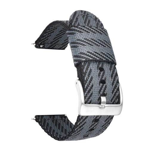 MILNBJK Jeniko Nylon-Uhrenarmband, 18 Mm, 20 Mm, 22 Mm, 24 Mm, Herren-Ersatzarmband Mit Edelstahl-Schnalle (Color : Black gray 1, Size : 24mm) von MILNBJK