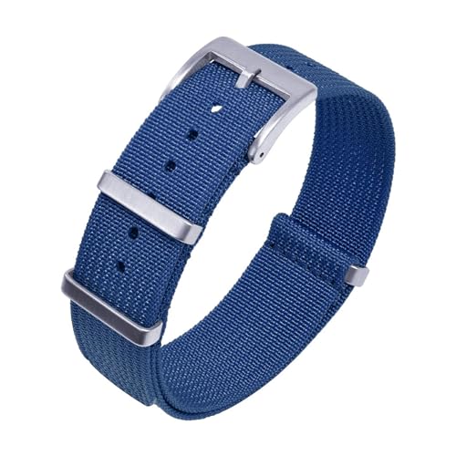 MILNBJK Jeniko Nylon-Uhrenarmband, geripptes Armband, 20 mm, 22 mm, for Stoff-Ersatz-Uhrenarmband-Zubehör (Color : Blue, Size : 22mm) von MILNBJK