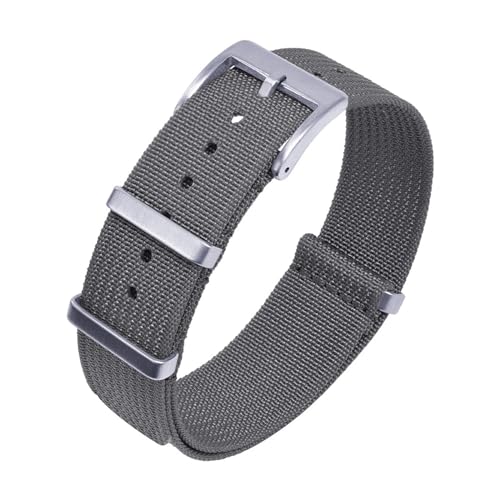 MILNBJK Jeniko Nylon-Uhrenarmband, geripptes Armband, 20 mm, 22 mm, for Stoff-Ersatz-Uhrenarmband-Zubehör (Color : Gray, Size : 22mm) von MILNBJK