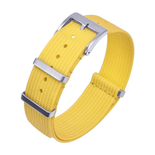 MILNBJK Jeniko Nylon-Uhrenarmband, geripptes Armband, 20 mm, 22 mm, for Stoff-Ersatz-Uhrenarmband-Zubehör (Color : Yellow, Size : 22mm) von MILNBJK