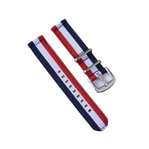 MILNBJK Jeniko Nylon-Uhrenarmband 18 Mm 20 Mm 22 Mm Armband Schnellverschluss-Armband For Uhrenarmband (Color : Blue White Red, Size : 20mm) von MILNBJK