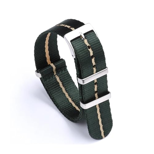 MILNBJK Jeniko Nylonband 20mm 22mm Armband Dornschließe Glatte Sicherheitsgurt-Uhrenarmbänder For Herrenuhrenzubehör (Color : Green khaki, Size : 22mm) von MILNBJK