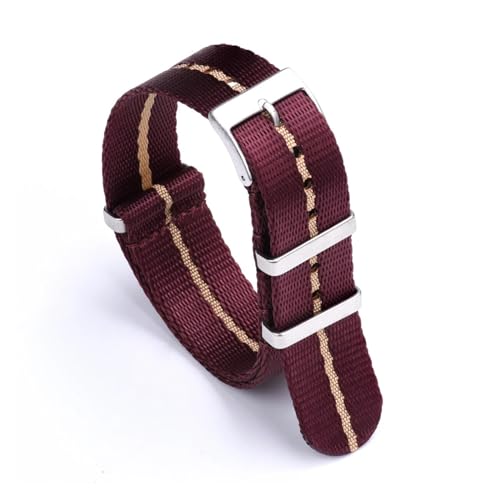 MILNBJK Jeniko Nylonband 20mm 22mm Armband Dornschließe Glatte Sicherheitsgurt-Uhrenarmbänder For Herrenuhrenzubehör (Color : Red khaki, Size : 20mm) von MILNBJK