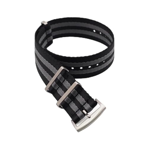 MILNBJK Jeniko Nylonband 20mm 22mm Sicherheitsgurt Armband Gürtel Ersatz Herren Damen Uhrenzubehör (Color : Black Gray (Bond), Size : 20mm) von MILNBJK