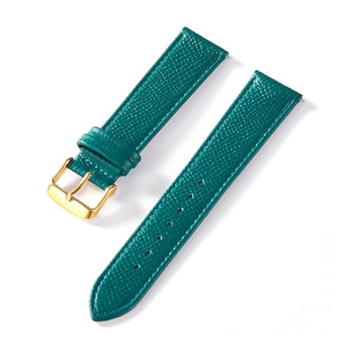 MILNBJK Jeniko Palmenbedrucktes Lederarmband, Echtes Rindsleder-Uhrenarmband, Handgefertigt, Blau, Gelb, Braun, Braun, Herren-Damen-Uhrenarmband (Color : Peacock Green Gold, Size : 20mm) von MILNBJK