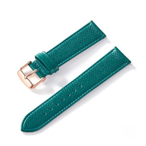 MILNBJK Jeniko Palmenbedrucktes Lederarmband, Echtes Rindsleder-Uhrenarmband, Handgefertigt, Blau, Gelb, Braun, Braun, Herren-Damen-Uhrenarmband (Color : Peacock green rose, Size : 13mm) von MILNBJK