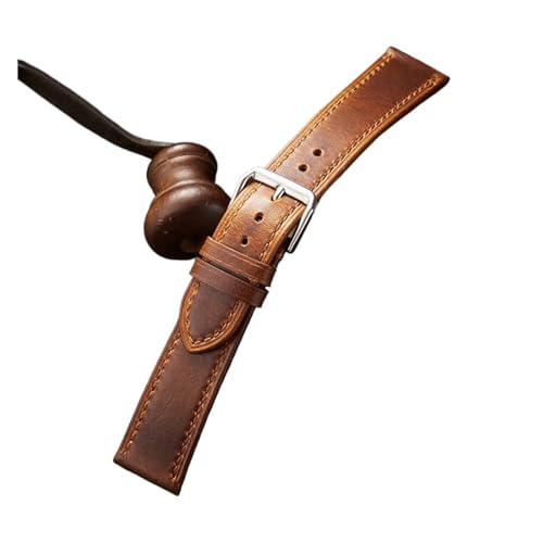 MILNBJK Jeniko Retro-Armband Aus Echtem Leder, Ölwachs, Verfärbung, Rindsleder, 18/19/20/21/22 Mm, Business-Uhrenarmband (Color : Light brown, Size : 18mm) von MILNBJK