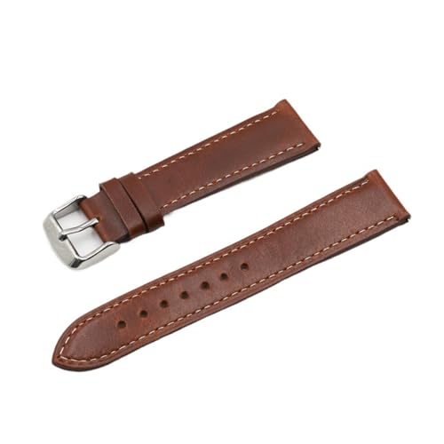 MILNBJK Jeniko Retro-Uhrenarmband, 18 Mm, 20 Mm, 22 Mm, 24 Mm, Leder-Uhrenarmbänder, Grau, Schwarz, Braun, Blau, For Herren-Uhrenzubehör(Color:Red brown white,Size:18mm) von MILNBJK