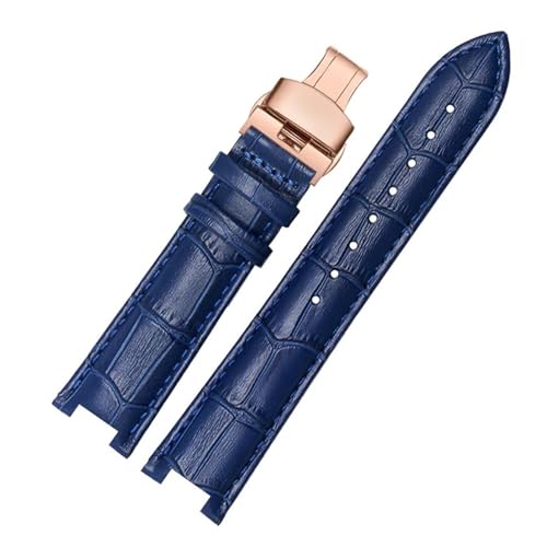 MILNBJK Jeniko Rindslederarmband, Konkaves Armband, 18 X 10 Mm, 20 X 12 Mm, Kalbslederarmband, Schmetterlingsschnalle, Kompatibel Mit Cartier PASHA W3108 (Color : Royal blue rose, Size : DIY) von MILNBJK