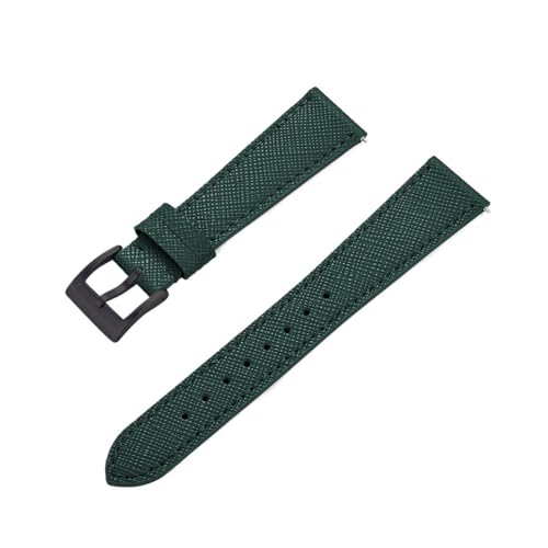 MILNBJK Jeniko Schlanke Uhrenarmbänder Aus Kalbsleder, Schnellverschluss-Uhrenarmband Aus Saffiano-Leder, 18 Mm, 19 Mm, 20 Mm, 21 Mm, 22 Mm, 23 Mm, 24 Mm (Color : Green Black, Size : 23mm) von MILNBJK