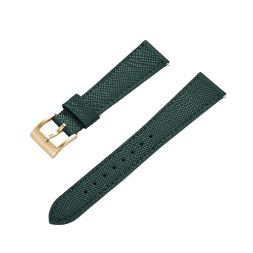 MILNBJK Jeniko Schlanke Uhrenarmbänder Aus Kalbsleder, Schnellverschluss-Uhrenarmband Aus Saffiano-Leder, 18 Mm, 19 Mm, 20 Mm, 21 Mm, 22 Mm, 23 Mm, 24 Mm (Color : Green Gold, Size : 20mm) von MILNBJK