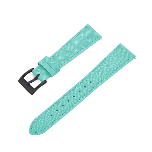 MILNBJK Jeniko Schlanke Uhrenarmbänder Aus Kalbsleder, Schnellverschluss-Uhrenarmband Aus Saffiano-Leder, 18 Mm, 19 Mm, 20 Mm, 21 Mm, 22 Mm, 23 Mm, 24 Mm (Color : Sky Blue Black, Size : 20mm) von MILNBJK