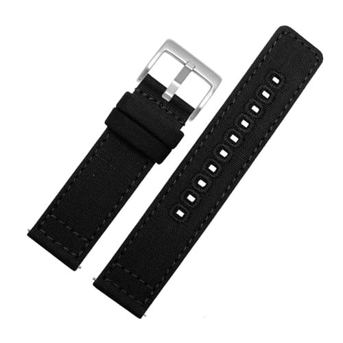 MILNBJK Jeniko Schnellverschluss-Armband Aus Segeltuch, 18 Mm, 20 Mm, 22 Mm, Nylon-Uhrenarmbänder, Ersatzarmband, Handgelenkband, Uhrenzubehör (Color : Black 1, Size : 20mm) von MILNBJK