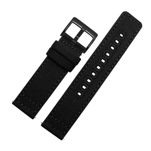 MILNBJK Jeniko Schnellverschluss-Armband Aus Segeltuch, 18 Mm, 20 Mm, 22 Mm, Nylon-Uhrenarmbänder, Ersatzarmband, Handgelenkband, Uhrenzubehör (Color : Black 2, Size : 20mm) von MILNBJK