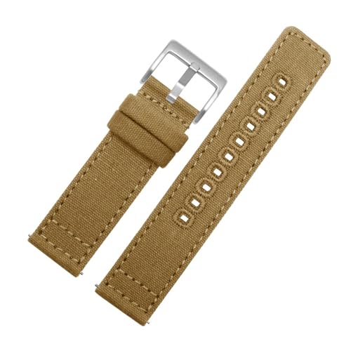 MILNBJK Jeniko Schnellverschluss-Armband Aus Segeltuch, 18 Mm, 20 Mm, 22 Mm, Nylon-Uhrenarmbänder, Ersatzarmband, Handgelenkband, Uhrenzubehör (Color : Khaki 1, Size : 20mm) von MILNBJK