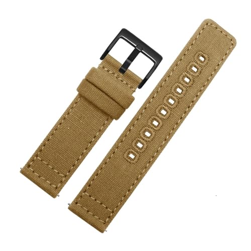 MILNBJK Jeniko Schnellverschluss-Armband Aus Segeltuch, 18 Mm, 20 Mm, 22 Mm, Nylon-Uhrenarmbänder, Ersatzarmband, Handgelenkband, Uhrenzubehör (Color : Khaki 2, Size : 22mm) von MILNBJK