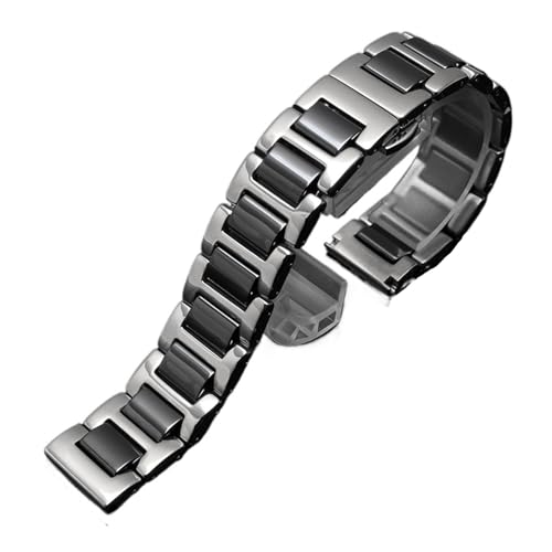 MILNBJK Jeniko Schnellverschluss-Keramikarmband, 14, 15, 16, 17, 18, 19, 20, 21, 22 Mm, Schwarz-Weiß-Uhrenarmband For Herren Und Damen (Color : Silver black, Size : 12mm) von MILNBJK