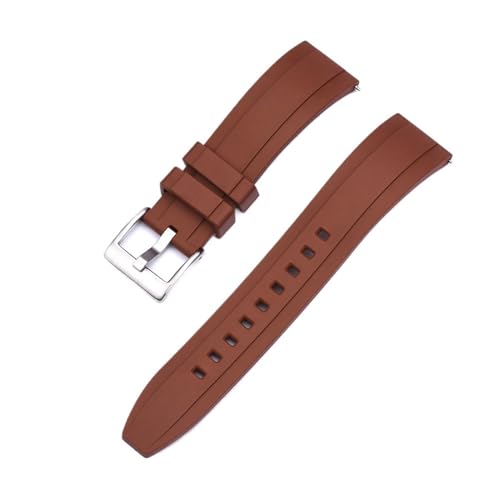 MILNBJK Jeniko Schnellverschluss-Uhrenarmband Aus Fluorkautschuk, 20 Mm, 22 Mm, 24 Mm, Wasserdicht, Staubdicht, FKM-Uhrenarmbänder For Herren-Taucheruhren (Color : Brown silver, Size : 20mm) von MILNBJK