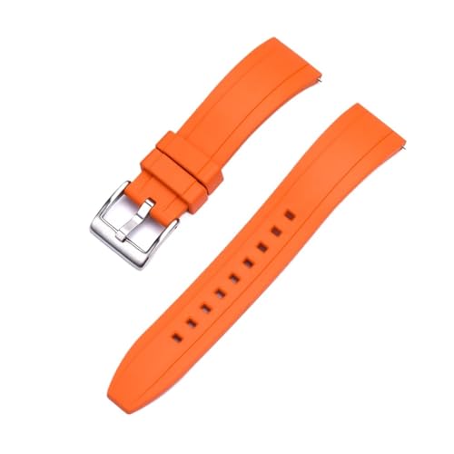 MILNBJK Jeniko Schnellverschluss-Uhrenarmband Aus Fluorkautschuk, 20 Mm, 22 Mm, 24 Mm, Wasserdicht, Staubdicht, FKM-Uhrenarmbänder For Herren-Taucheruhren (Color : Orange silver, Size : 24mm) von MILNBJK