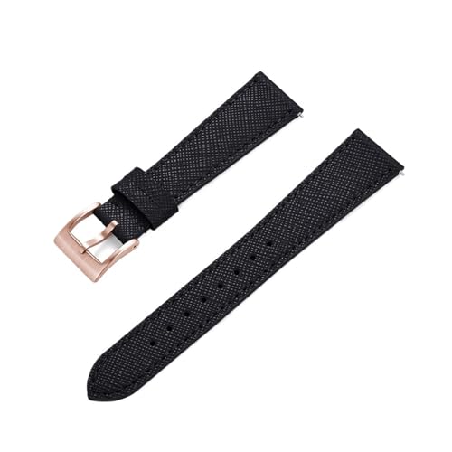 MILNBJK Jeniko Schnellverschluss-Vintage-Uhrenarmband Aus Genähtem Leder, Leder-Uhrenarmbänder, 18 Mm, 19 Mm, 20 Mm, 21 Mm, 22 Mm, 23 Mm, 24 Mm (Color : Black rosegold, Size : 19mm) von MILNBJK