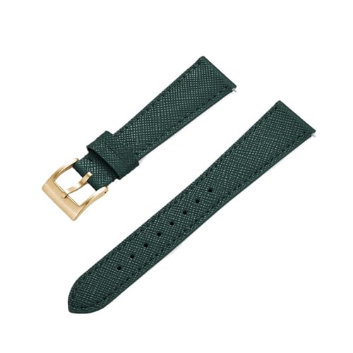 MILNBJK Jeniko Schnellverschluss-Vintage-Uhrenarmband Aus Genähtem Leder, Leder-Uhrenarmbänder, 18 Mm, 19 Mm, 20 Mm, 21 Mm, 22 Mm, 23 Mm, 24 Mm (Color : Green gold, Size : 19mm) von MILNBJK